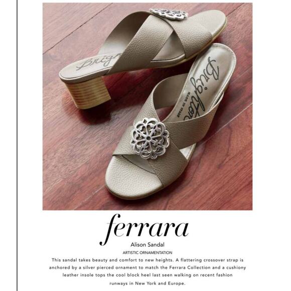 Brighton Women's Alison Zinc Pearl Ferrara Block Heel Sandal, Size 8, Like New - Picture 2 of 14